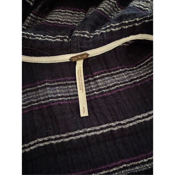 Free People Women’s Small Rolling Clouds Hooded Top In Navy - Picture 4 of 7